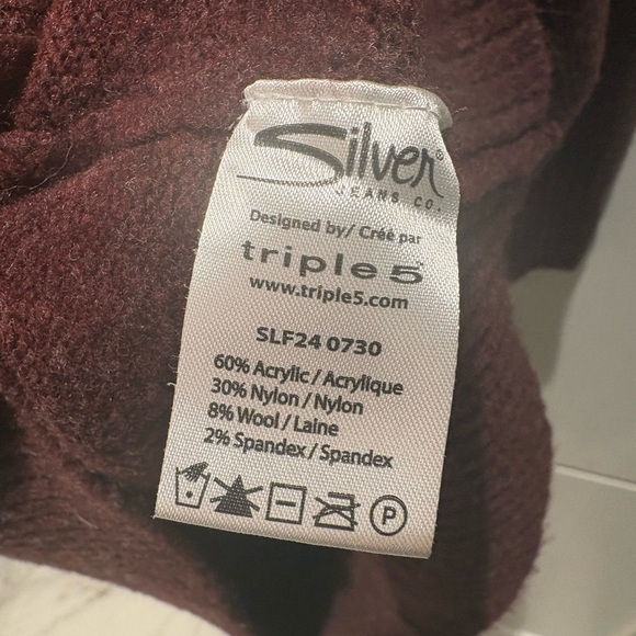 Silver Jeans Women's Burgundy Turtleneck Sweater - Picture 4 of 5